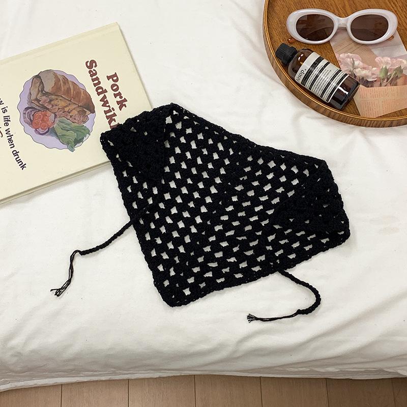 Платок ручной работы крючком женский 2024 новый сладкий французский треугольный полотенце интернет знаменитость вязаная повязка на голову повязка на голову