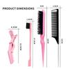 5pcs/set Beauty-health Set Nylon Teasing Brush Rat Tail Comb Double Side Edge Brush Alligator Hair Clips Salon Styling Tools
