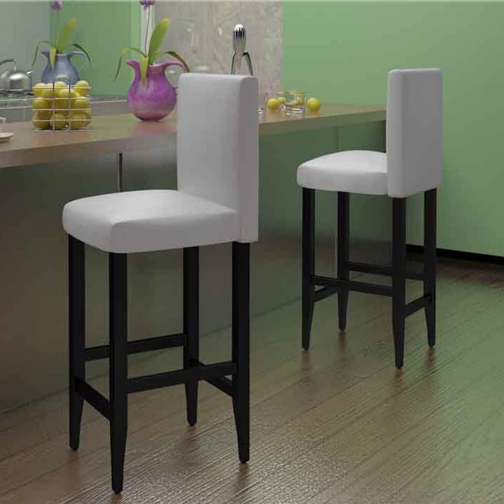 Bar Stool Set of 2 White Faux Leather