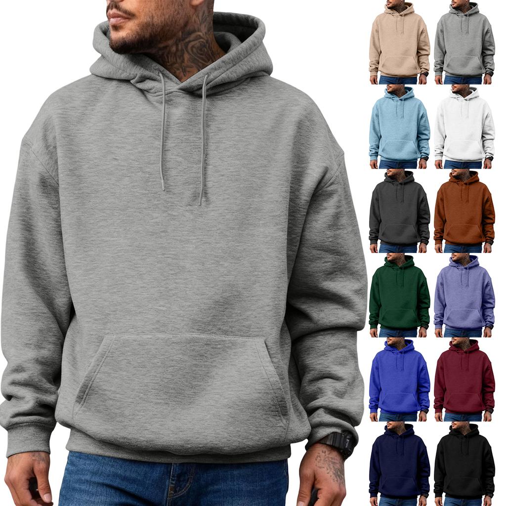 Men's Japanese Hoodie American Solid Color Long Sleeves Hooded Hood Hoodie Hoodie