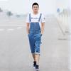 Men's Denim Overalls Large Size Strap Straight Pants Light Blue Shorts