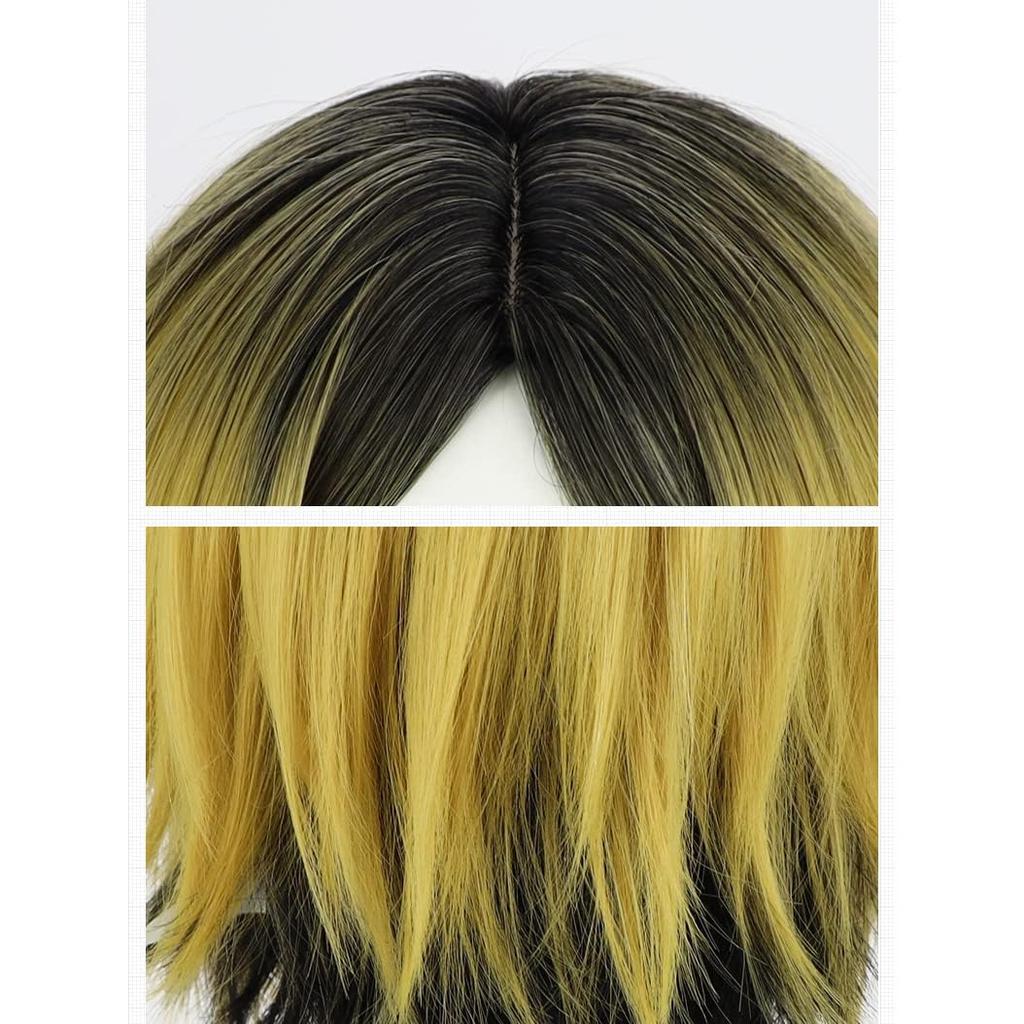 Косплей парик с сеткой Кенмы Козуме, черно-желтый градиентный парик