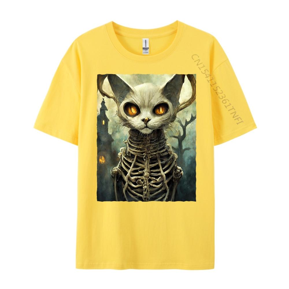 Halloween Skeleton Cat Funny T Shirts Unisex Clothes Tops Tshirt Clothing Unisexs Gifts Vintage Short Sleeve
