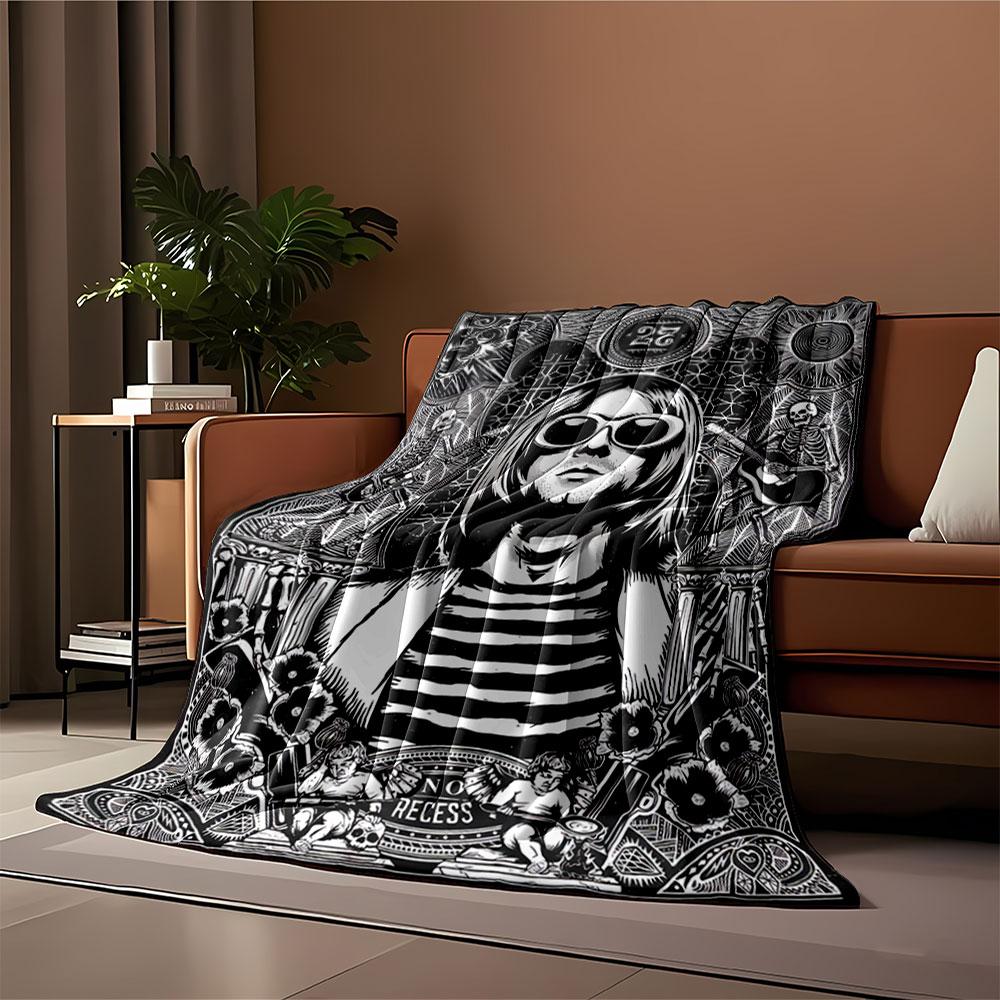 Black and White Music Art Blanket for all seasons blanket lunch break throw gift