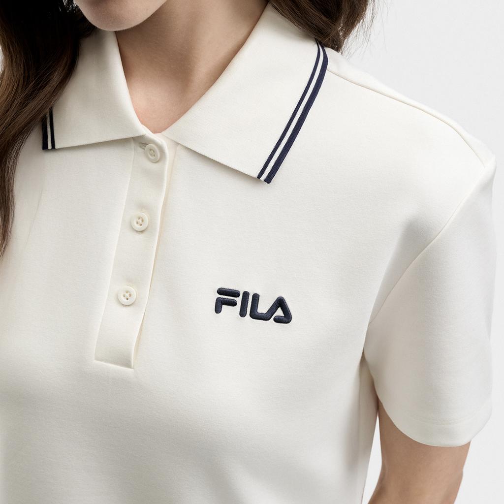 Fila Оригинальное Модное Простое Базовое Классическое Ретро Повседневное Свободное Универсальное Удобное Платье с Воротником-Поло с Коротким Рукавом Женские платья F51W629306FWT