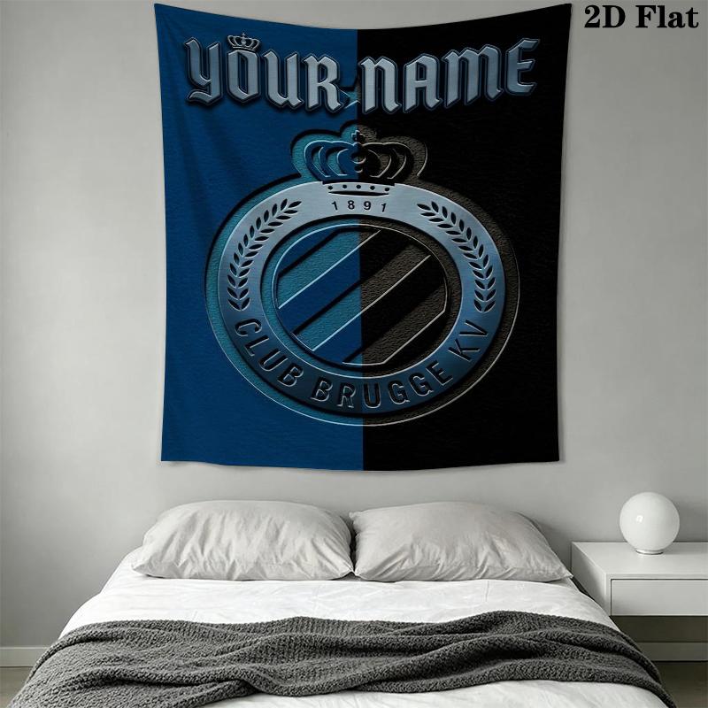 Custom Name Club Brugge Kv Wall Tapestry Aesthetic Wall Hanging Printed Fabric Blanket Decorative Tapestries for Bedroom Living Room Home Decor