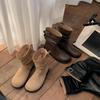 Grape Mother Autumn and Winter Short Boots Korean Version Pleated Piled Boots Thick-soled Martin Boots Wear Thin Boots Look Thin and Fashionable