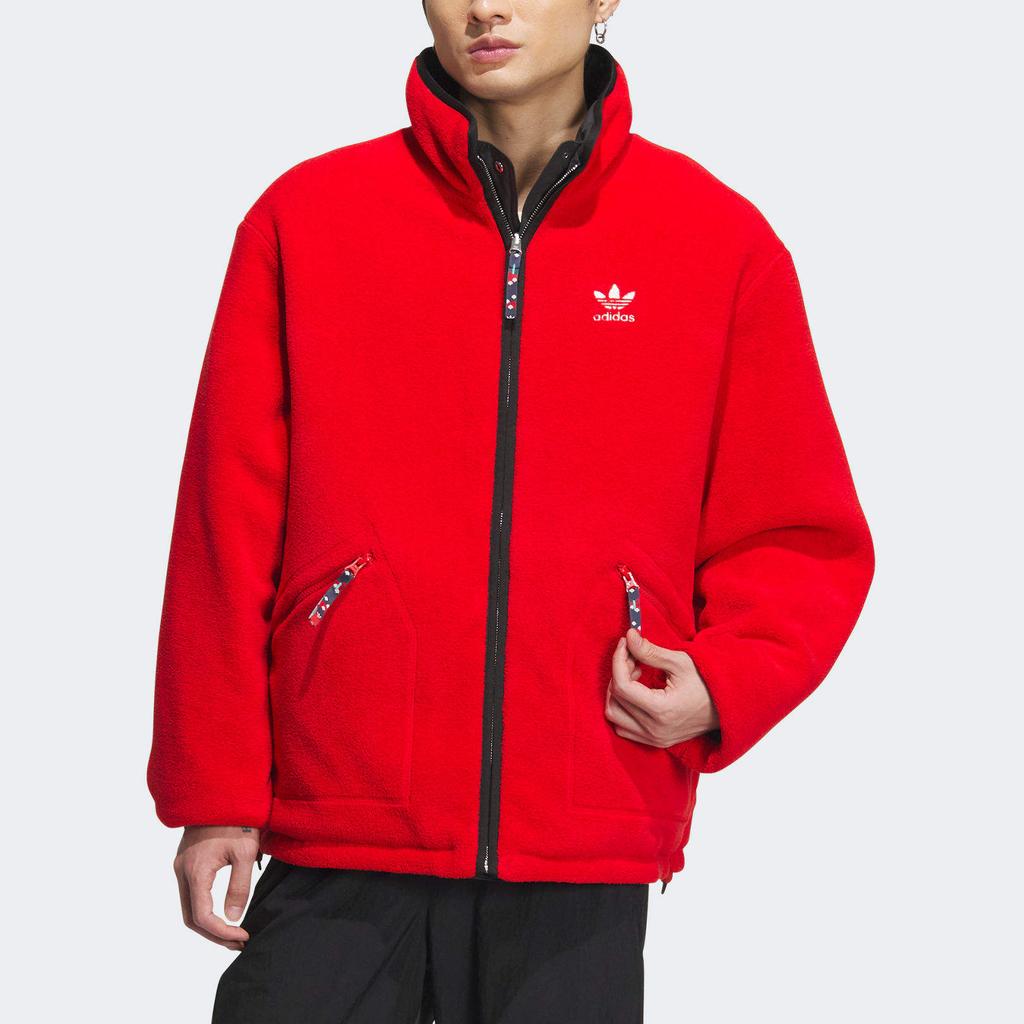 Adidas Двусторонняя хлопковая куртка Originals X Feifei Ruan с воротником-стойкой и молнией, мужские куртки черного светло-малинового цвета IX4209