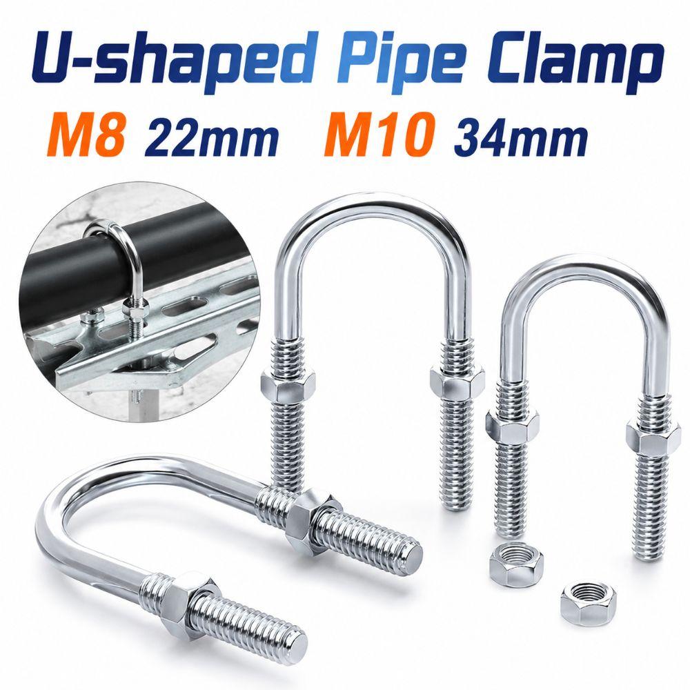 Multifunctional U-shaped Pipe Clamp with Screw Nut Fixed Clamp  Pipes, Building Fasteners