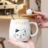 Creative Cartoon Ceramic Cup With Lid and Spoon Cute and Different Cups of Coffee Breakfast Milk Coffee Cup Office Cat Mug Mugs