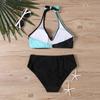 Женский сексуальный купальник из двух частей, однотонное бикини с разрезом