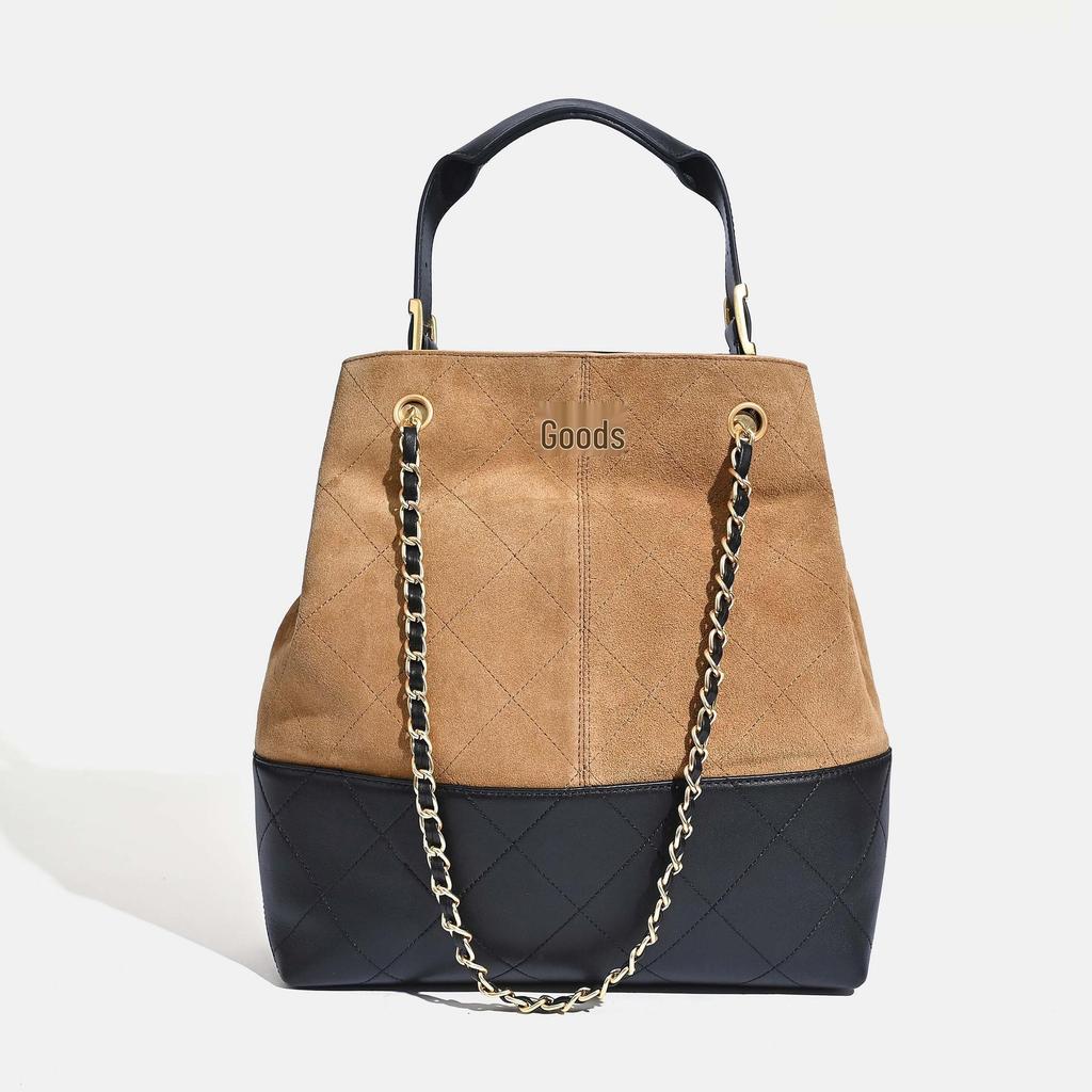 Chic Retro Suede Diamond Pattern Leather Tote Bag for Women