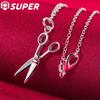 925 Sterling Silver 18 Inch Chain Scissors Pendant Necklace Jewelry