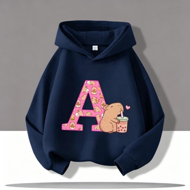 Hoodies for Boys Girls Casual Sweatshirt Kids Clothes Tops Long Sleeve Hoodie Cartoon A B C Printed Hooded Pullover