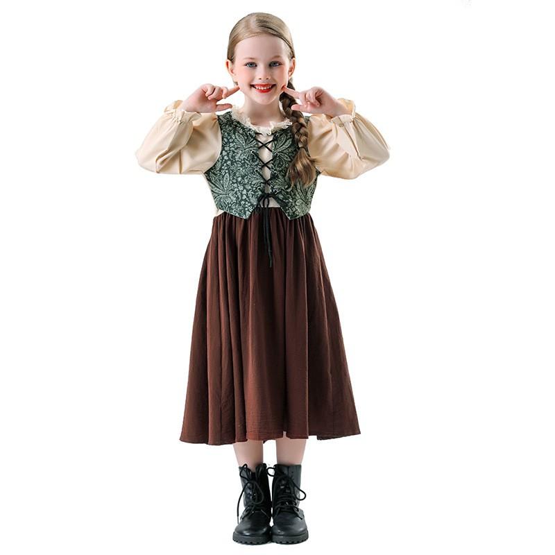 Sweet Vintage Halloween Costume Dress Girls Fantasy Stage Performance Outfit Ages 3-16 Years