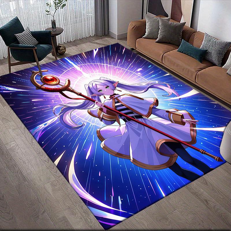 Frieren3 Flannel Pattern Square Carpet,Area Rug,Carpet Rug for Living Room Bedroom Sofa Playroom Decor,Non-slip Floor Mat