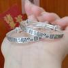 Foot Silver 9999 Parent-child Auspicious Words Baby Sterling Silver Bracelet Ping An Joy Silver Jewelry Push Pull Hand Jewelry Gift
