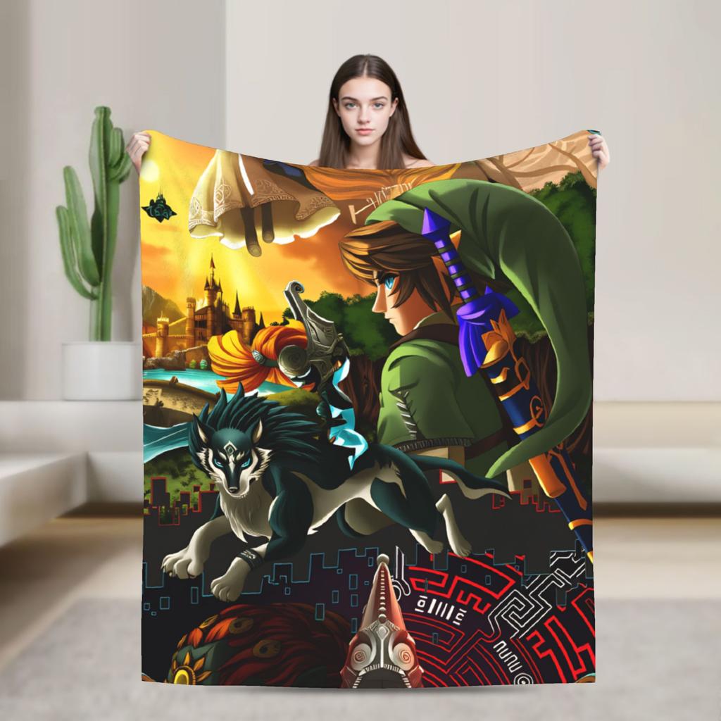 Link Cartoon Z-Zeldas Soft Warm Blanket Decorative Plush Throw Blanket Aesthetic Couch Chair Flannel Bedspread Sofa Bed Cover