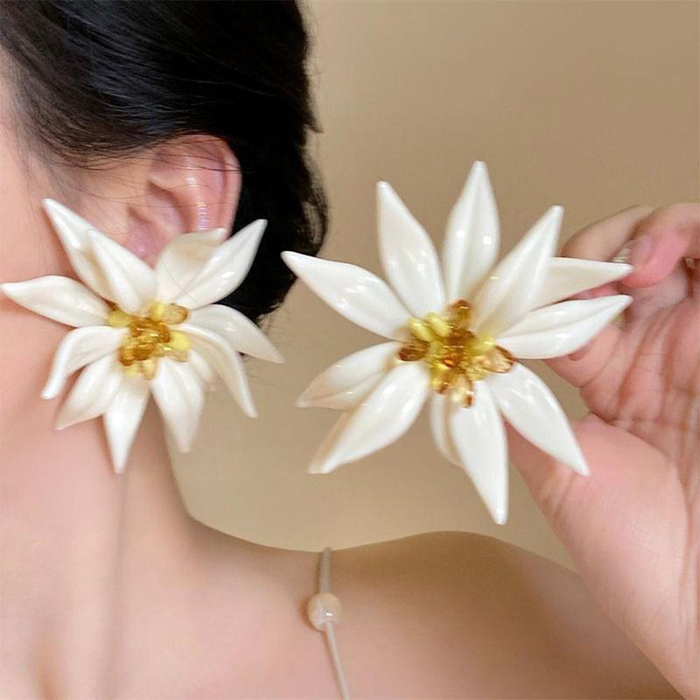 Преувеличенные серьги с красными цветами Винтажные эффектные серьги Праздничные украшения для вечеринок для женщин и девушек