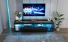 LED High-Gloss TV Cabinet, Suitable for TVs up to 70 Inches, Black TV Cabinet with 2 Drawers, Console Table for Living Room and Bedroom, Black