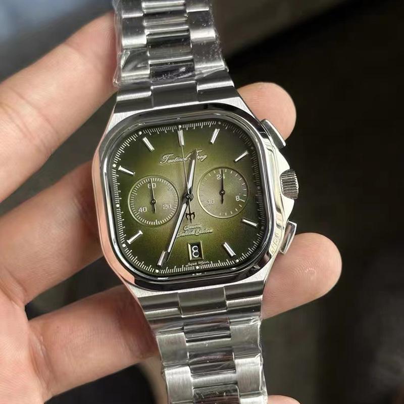 Тактические часы-лягушка для мужчин, 40 мм, VK64, хронограф, кварцевый механизм, сапфир C3, супер светящиеся, 100 м, водонепроницаемые, роскошные мужские часы