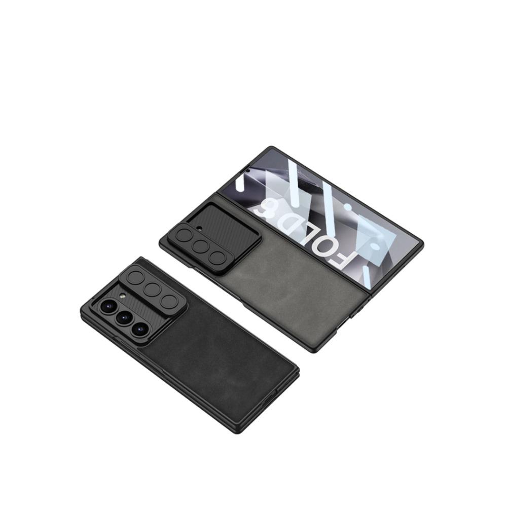 Роскошный жесткий чехол для телефона из искусственной кожи для Samsung Galaxy Z Fold 6, противоударный чехол с защитной пленкой для экрана, защита камеры