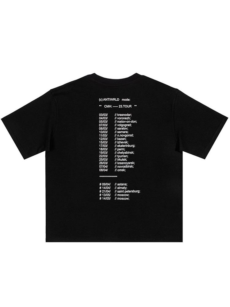 Мужская футболка Antiwrld Tour с буквой, оверсайз, хлопковая, с коротким рукавом, топы, Харадзюку, Y2k, уличная мода, винтажная, унисекс одежда