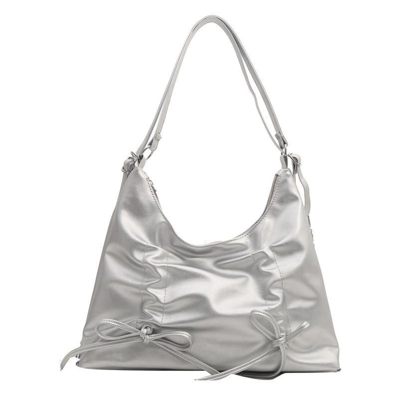 Fashionable Butterfly Bow Large Capacity Shoulder Bag 2024 Spring New Korean Style Street Trend Pu Tote Bag