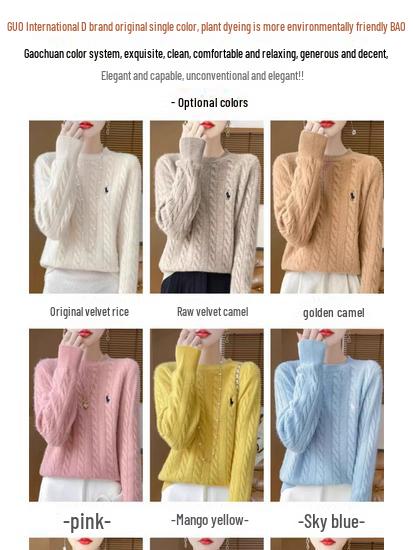 Женский свитер из 100% чистой шерсти, круглый вырез, утолщенный, мягкий пуловер - универсальная мода для осени и зимы