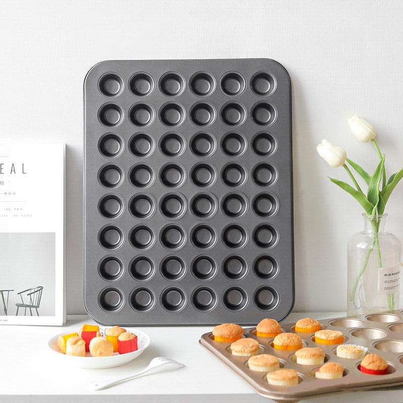 48 Holes Mini Round Muffin Cake Pan Cupcake Mold Non Stick Baking Dishes Carbon Steel Oven Trays Pastry Tool Kitchen Bakeware