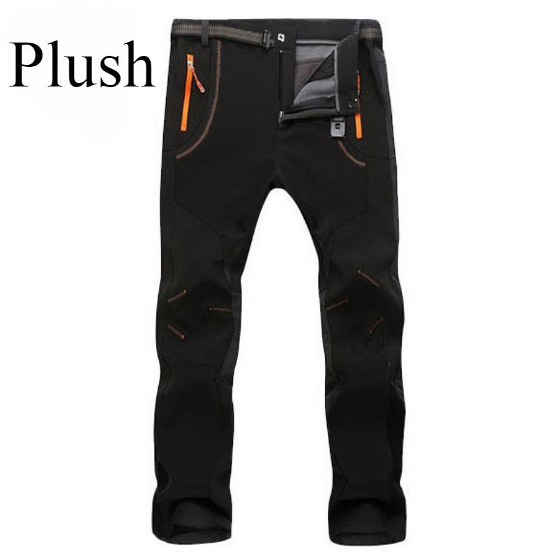 Мужские эластичные флисовые зимние теплые брюки Softshell для треккинга, скалолазания, пешего туризма, кемпинга, рыбалки, спортивные тренировочные брюки большого размера