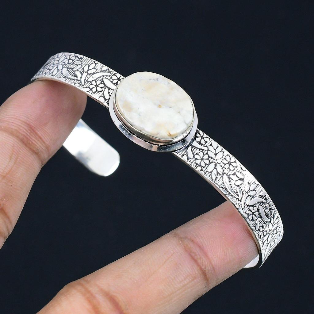 Oval Cobra Jasper Gemstone 925 Silver Artisan Anniversary Sister Bangle Bracelet