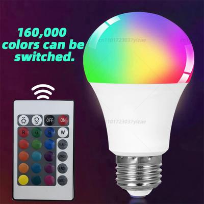 Светодиодная лампа E27 RGB 220 В с ИК-пультом управления, меняющая цвет, многоцветная + белая лампа-прожектор для спальни, вечеринки, домашнего декора