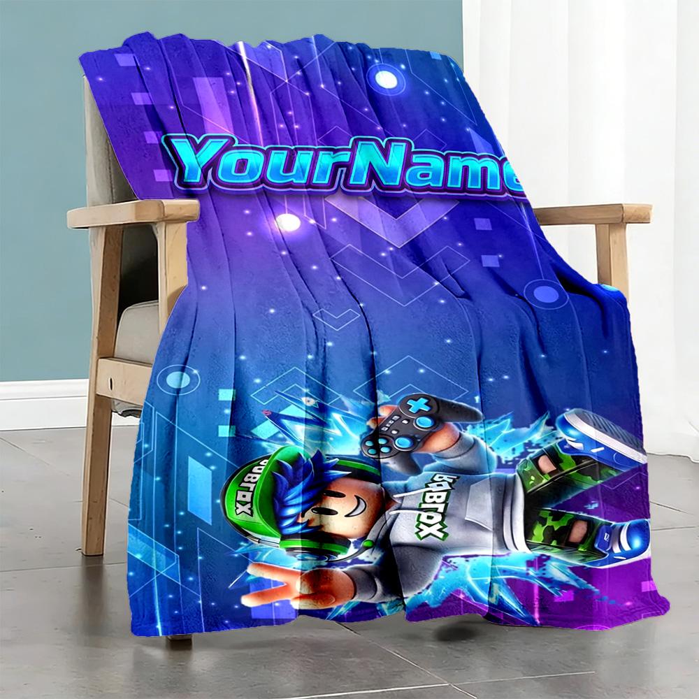 Roblox 220 Customize Text Blanket Gift Personalized Blanket Soft Warm Cozy Throw For Office Chair Nap Office Living Room Four Seasons Universal