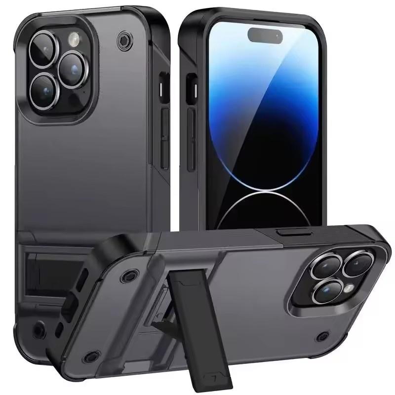Прочный противоударный чехол для телефона с невидимой подставкой для iPhone17 16 15 14 13 12 11 Pro XS Max X XR 7 8 Plus SE 2020 2022 Чехол