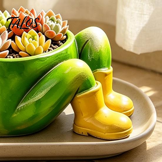 Маленький горшок для суккулентов, комнатный, милый горшок-лягушка, лежащая, декоративный смоляной горшок для растений, забавные контейнеры для посадки растений, контейнер, погода на улице