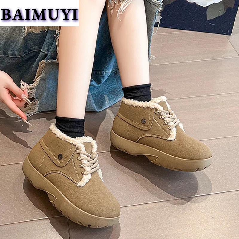 Меховые балетки на платформе женские зимние ботильоны теплая обувь 2025 тренд повседневные прогулочные кроссовки для походов зимние короткие плюшевые женские ботинки
