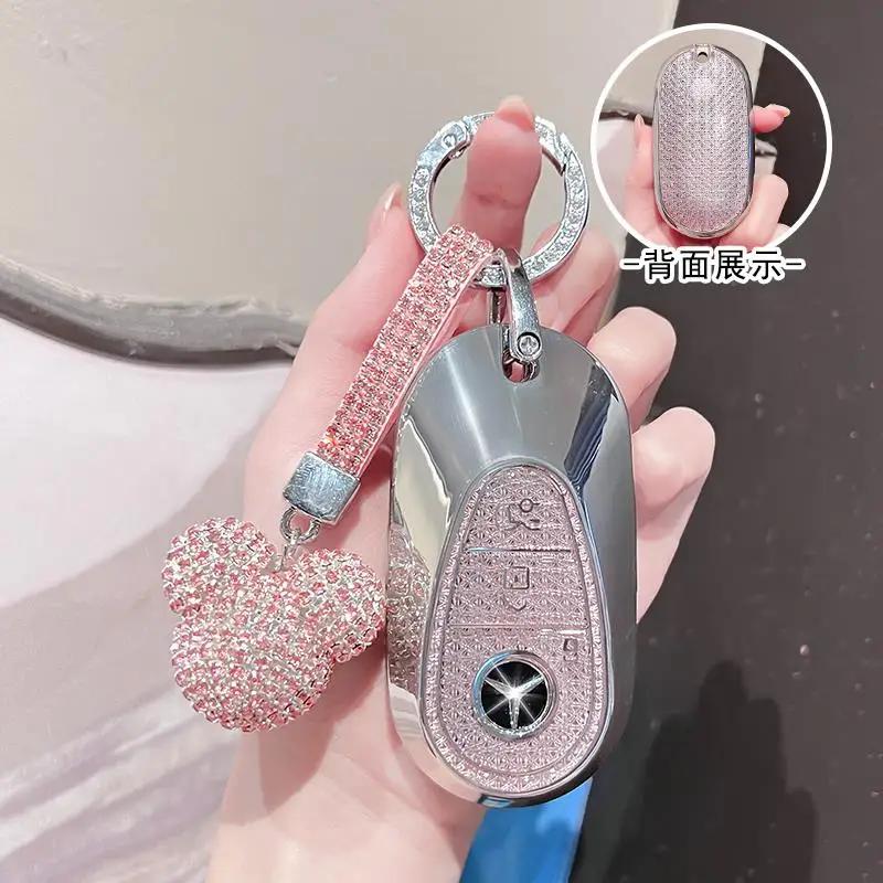 SFX1 Car Key Case Cover for Mercedes Benz 2022 C S Class W206 W223 S350 C260 C300 S400 S450 S500 TPU Shell Fob Holder Protector