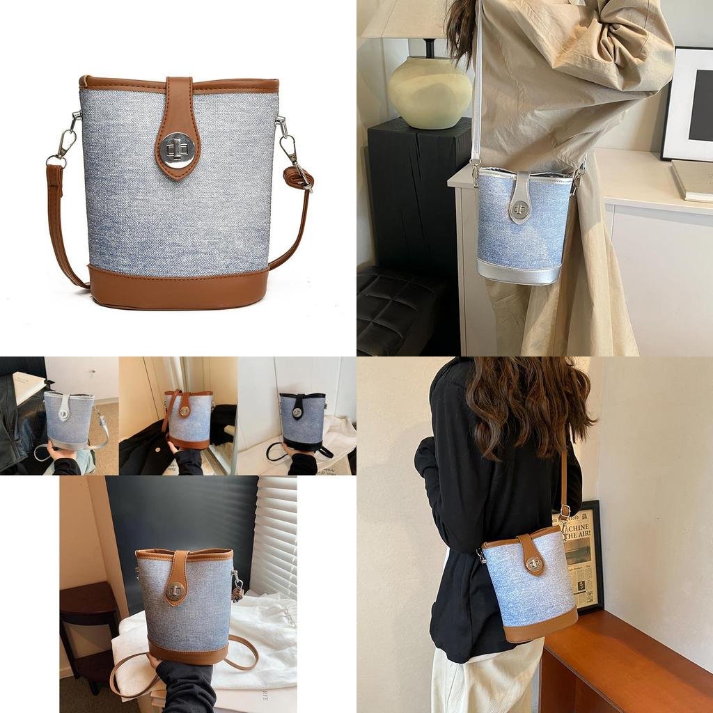 Fashionable Korean Style Casual Bucket Bag For Women In Elegant Black Silver Brown Colors