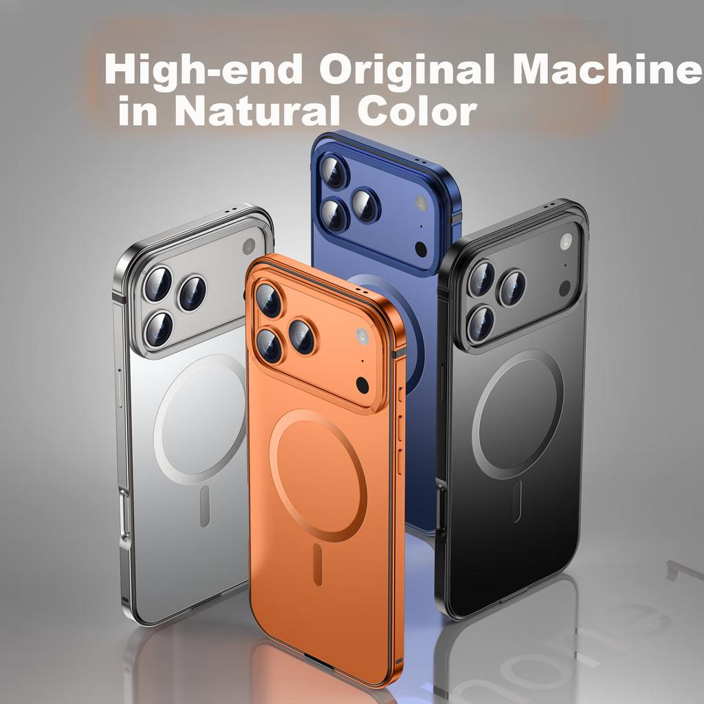 Alloy Frame Color Case for 17 Pro Max, MagSafe Magnetic Attraction iPhone Ultra-thin Metal Anti-drop Frosted Magnetic Attraction - Titanium