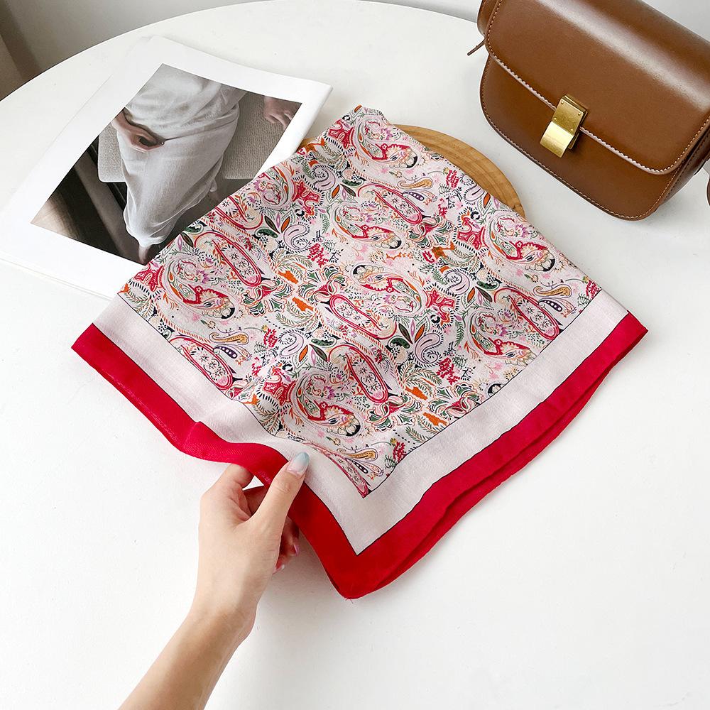 High-End Silk Scarf Women'S Spring Fashion Retro Neck High-End Square Scarf Scarf With Shirt Scarf