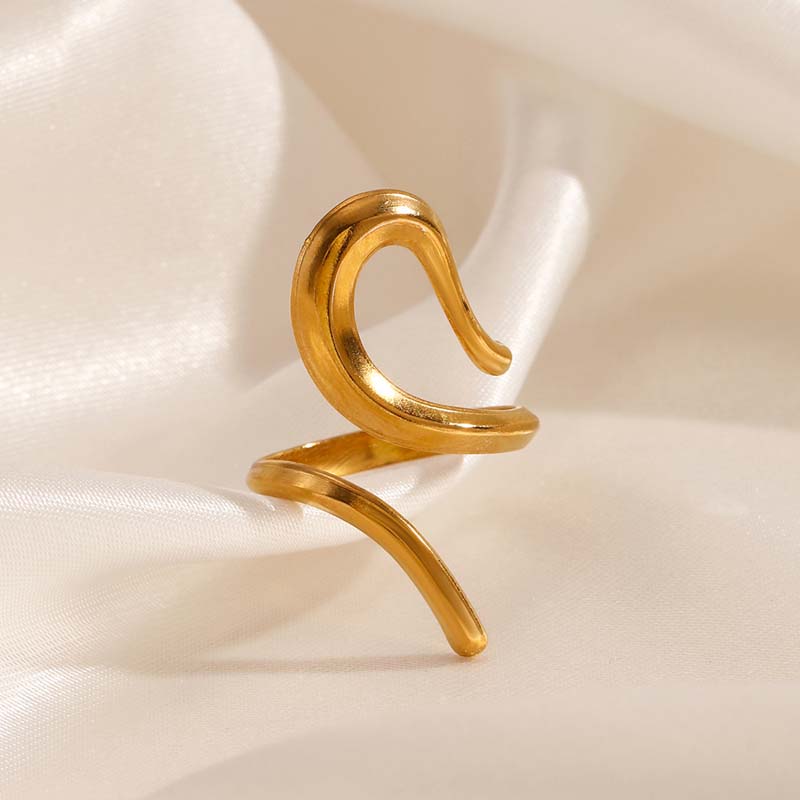 Fashion Gold Color Stainless Steel Open Rings For Women Vintage Metal Geometric Hollow Adjustable Rings Party Jewelry