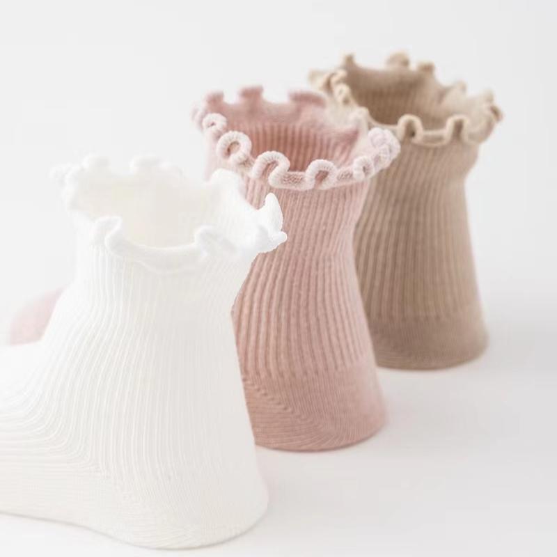Лот новых однотонных детских носков в стиле ретро для мальчиков и девочек, цвета молочного чая, повседневные вязаные детские носки для малышей от 1 до 3 лет