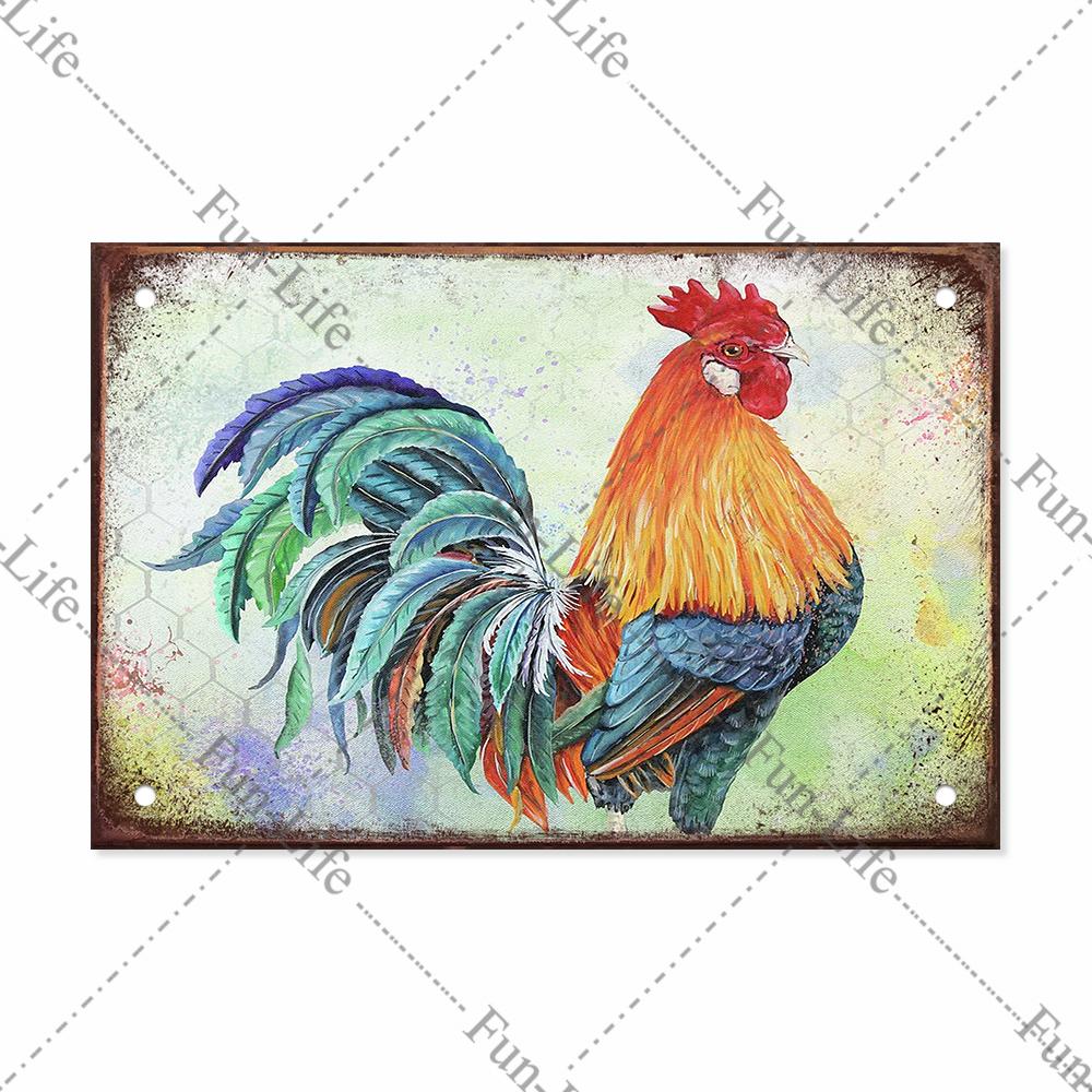 Плакат с курицей, винтажные металлические оловянные знаки, тарелка, петух, куриное яйцо, ретро-налет, бар, паб, ферма, домашний Настенный декор