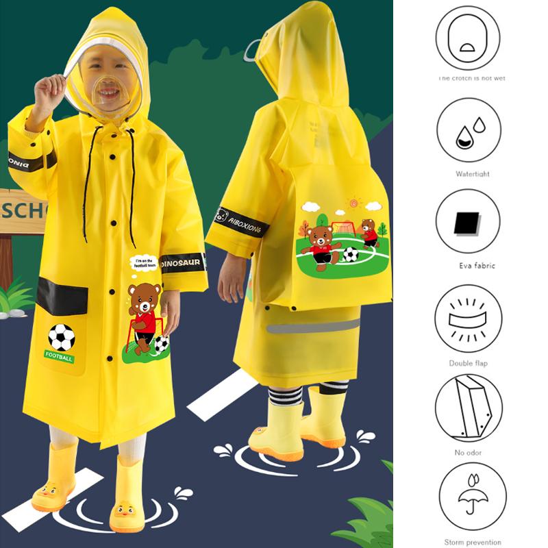 Детский дождевик с капюшоном из ПВХ для мальчиков и девочек, дождевик-пончо, высота 3–5 футов, розовый, синий, желтый