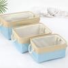 Solid Color Linen Basket Two-Tone Storage Organizer for Laundry Cosmetic