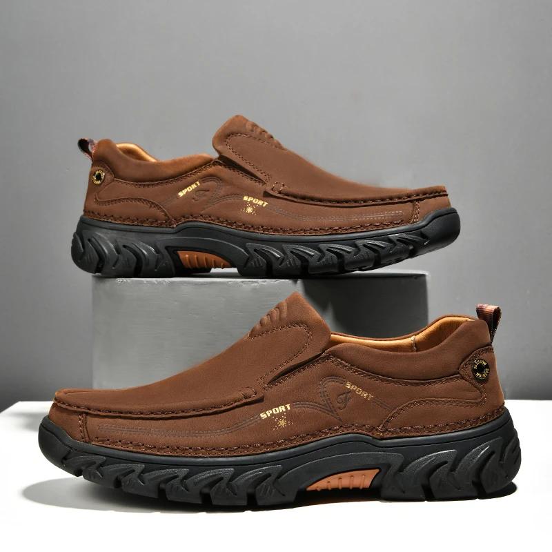 New Men Shoes Luxury Brand Mens Loafers Genuine Leather Man Casual Footwear Non-slip Hiking Shoes Male High Quality Driving Shoe