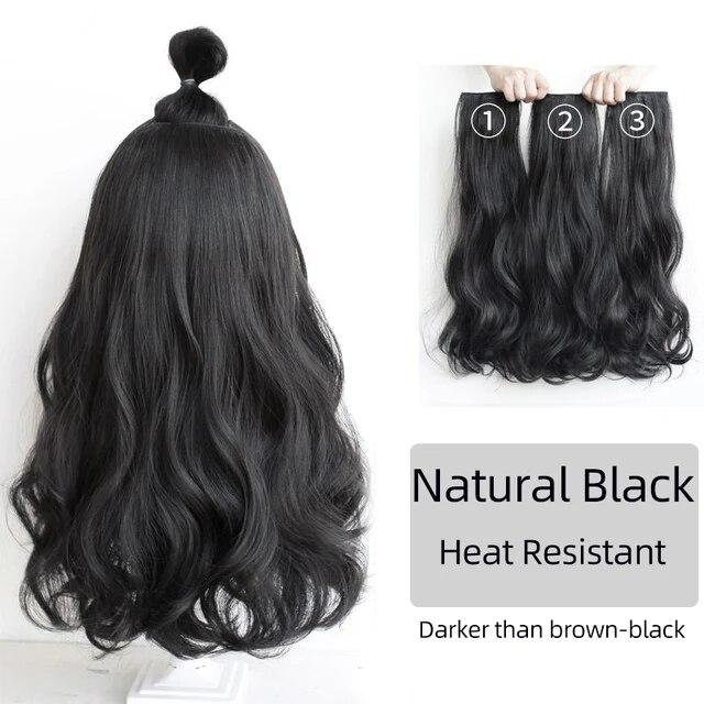 Синтетические волосы для наращивания, длинные прямые, вьющиеся, волнистые, натуральный искусственный парик, женский зажим на заколке, цельные волосы для женщин