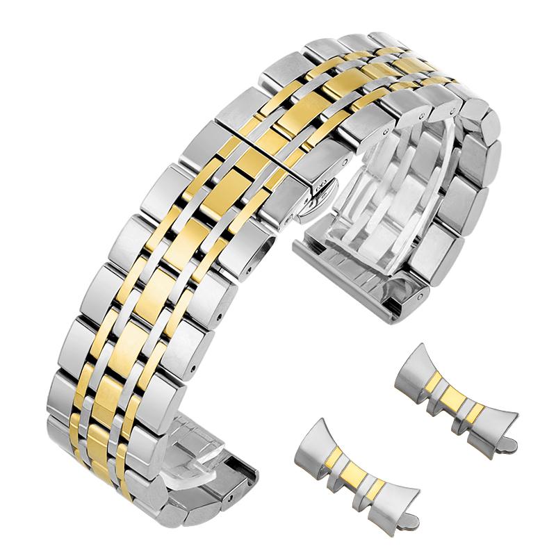 Изогнутые концы ремешки для часов из нержавеющей стали 22 мм 20 мм 18 мм 16 мм 14 мм браслет для мужчин женщин ремешки для часов застежка-бабочка ремешок для запястья