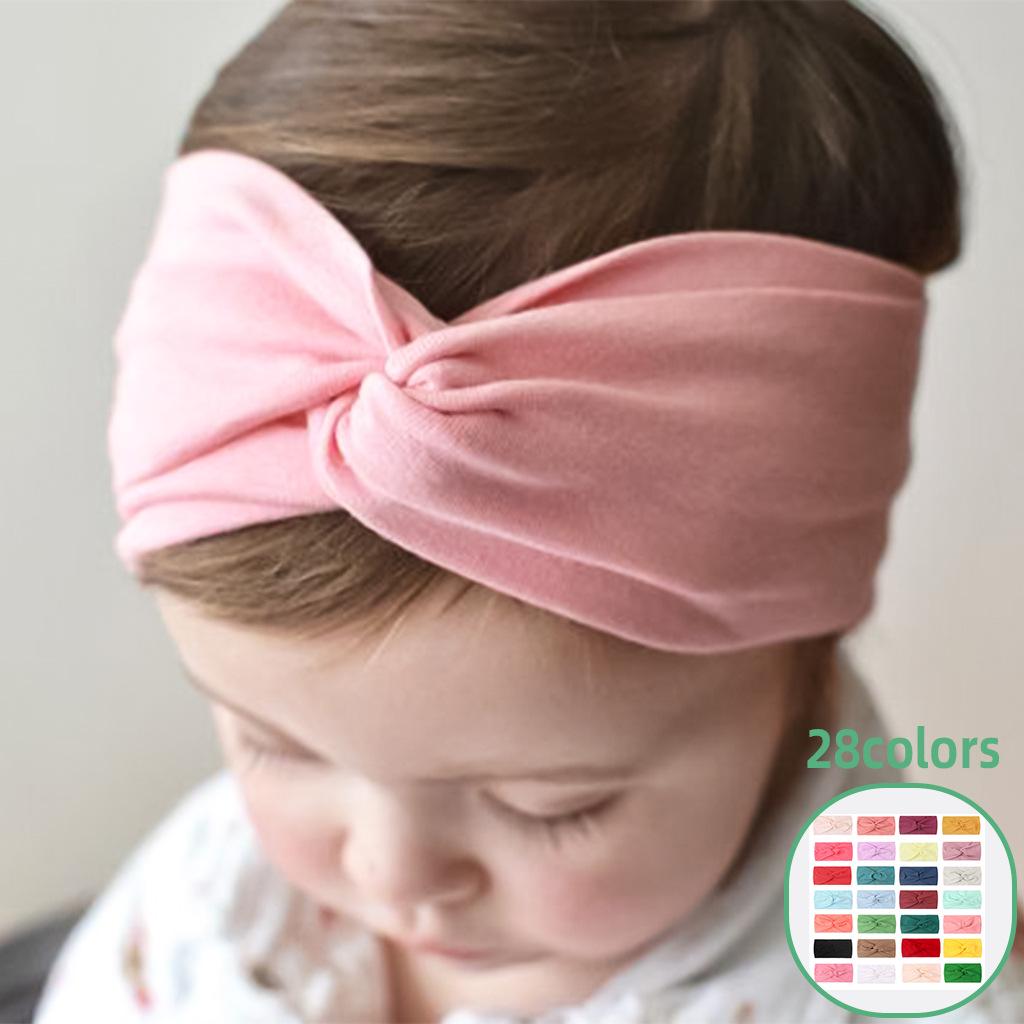 Children's Solid Color Knotted Nylon Headbands: 28 Colors Available